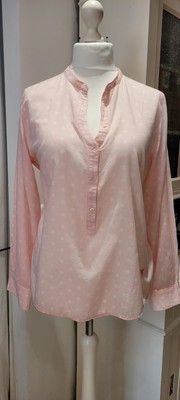 Emily Van den Bergh Bluse Rosa Punkte Baumwolle-Batist Größe 44