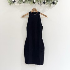 Quince Black Ribbed Bodycon Sleeevless Sweater Dress Size S NWOT