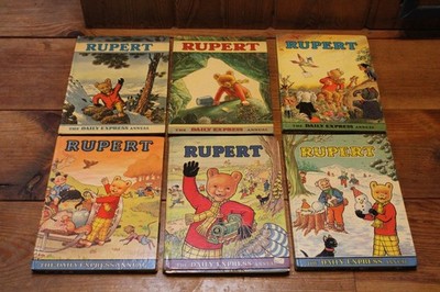6x Assorted Vintage Rupert The Bear 1970's Daily Express Annuals