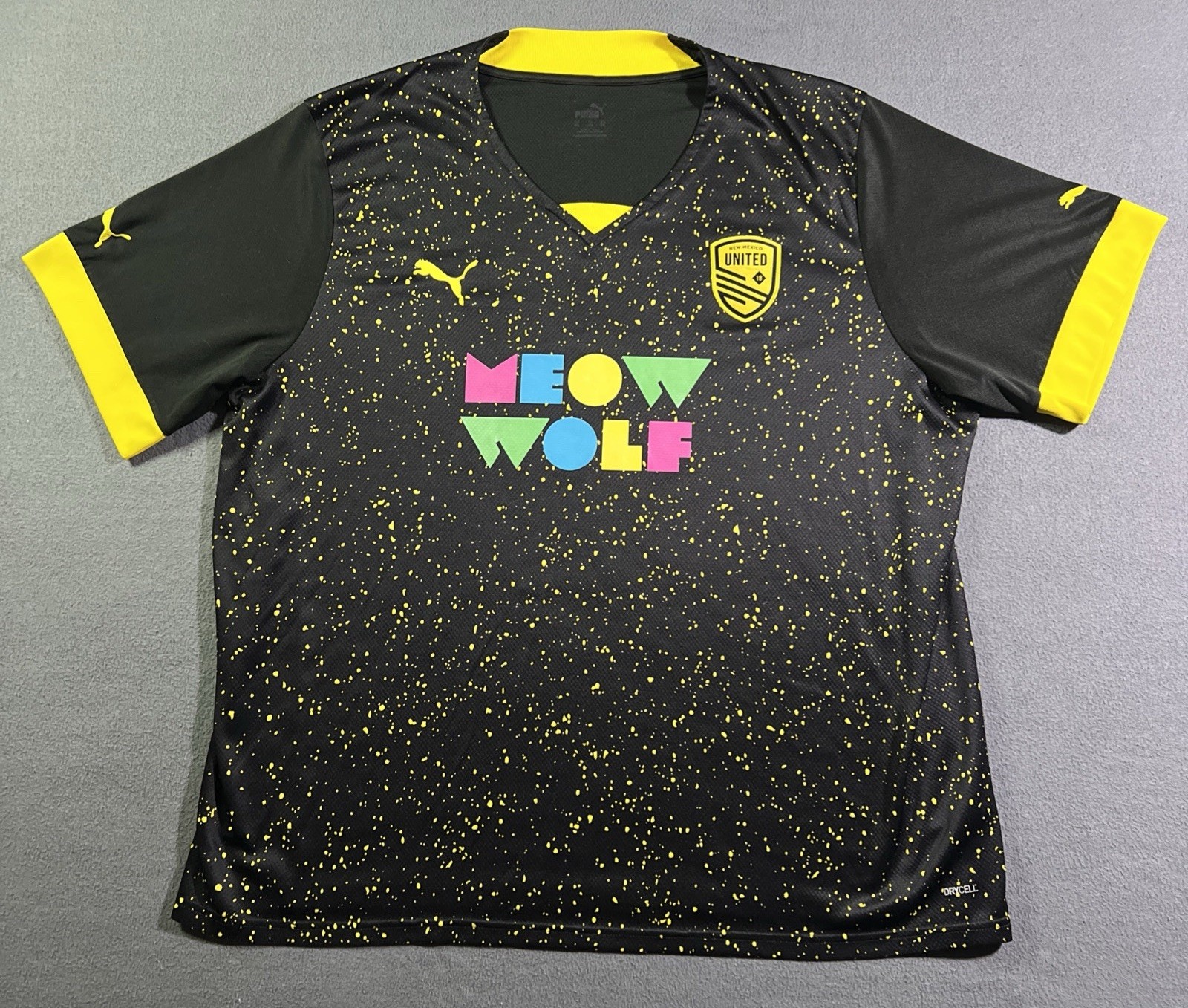 New Mexico United Soccer Jersey Men’s 3XL Black Yellow Meow Wolf Home Drycell