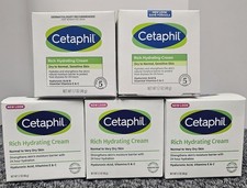 5 X Cetaphil Rich Hydrating Cream - Dry to Normal Sensitive skin 1.7 oz. ea