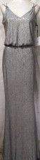 New CALVIN KLEIN Size 6 Metallic Silver Blouson Gown Dress Formal Evening 178