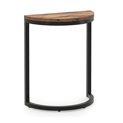 Beistelltisch halbrund, kleiner halbrunder Beistelltisch mit Metallgestell, 1 braun - Bild 2 von 7