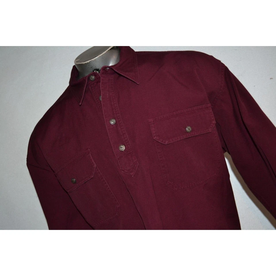 30698 Cabelas Dress Shirt Thick Rugged Maroon Cotton Size 2XL Mens - Image 2 of 4