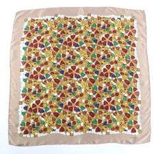Excellent CHANEL scarf Gripoa COCO Mark all-over pattern design multicolor silk