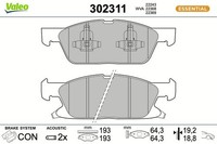 Valeo 302311 Bremsbelagsatz, Scheibenbremse FüR Ford Ford USA