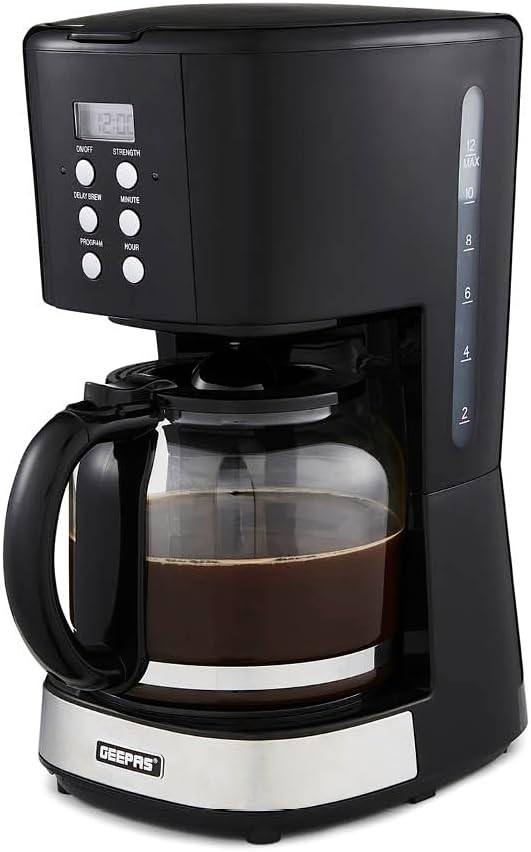 GEEPAS 1.5L Filter Coffee Machine | 900W Programmable Drip Coffee Maker for Ins