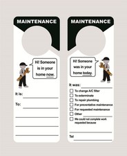 Maintenance Door Hanger Tags Black 3.5x9.5 Inch Plastic Apartment 30 PCS