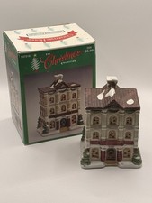 The Christmas Collection Porcelain Town Bank Christmas Village Collectible 6”