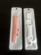  2 Apple Watch Silicone Bands PINK WHITE Series SE 1 2 3 4 5 6 7 38/40/42/44mm