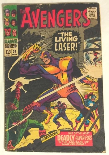 Avengers #34 1966 Vintage Marvel Comic 1st Living Laser Captain America Hawkeye