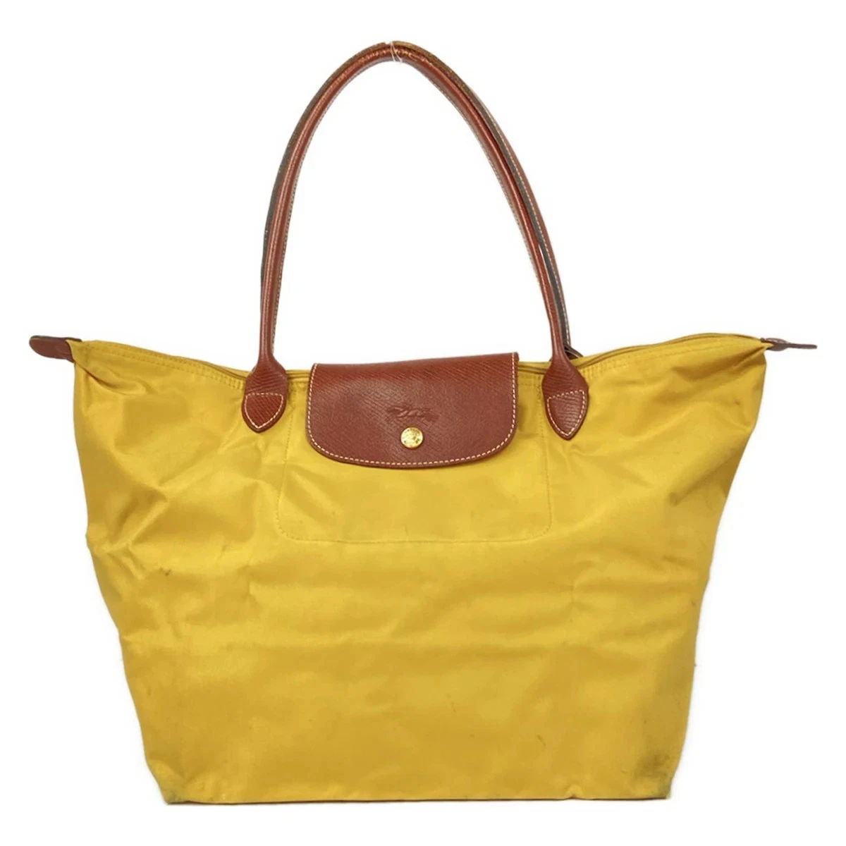 Longchamp Le Pliage Backpack Mustard Yellow Nylon Leather L1699619P19 Womens Longchamp Olive Green/Brown Nylon and Leather Le Pliage  main image 4