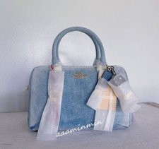 NWT CDY74 Coach Rowan Satchel Bag In Loved Denim With Charms