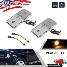 2x Front Amber Clear Lens LED Side Marker Lights For 02-14 Mercedes W463 G-Class