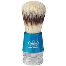 Omega Shaving Brush Blue Pure Bristles Natural Bristles Made In Italy