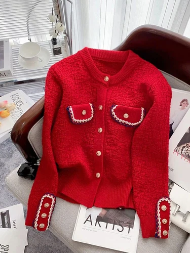 Conjuntos de dos piezas para mujer oficina dama cárdigan suéter falda traje para mujer - Imagen 12 de 25
