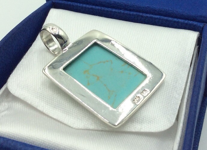 STUNNING STERLING SILVER 925 RECTANGULAR TURQUOIS… - image 3