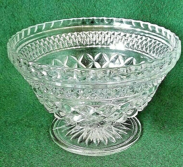 Vintage Large Clear Glass Pedestal Bowl Center Piece, Mint Condition eBay