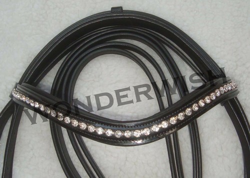 Double Bridle Mono Crown Headpiece With Pairs Of Leather Reins Set In 4 Sizes - Picture 2 of 4