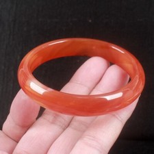 61 MM Certified Natural Agate Chalcedony Red ice Jade Bracelet Bangle 0535