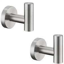 Round Bathroom Robe Hook and Towel Hook in Stainless Steel Brushed Nickel 2-Pac