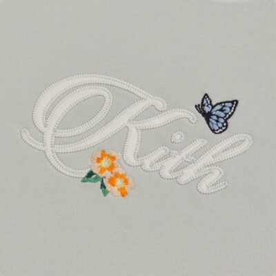 Kith Script Nelson Crewneck in Breath Size XL Floral Butterfly
