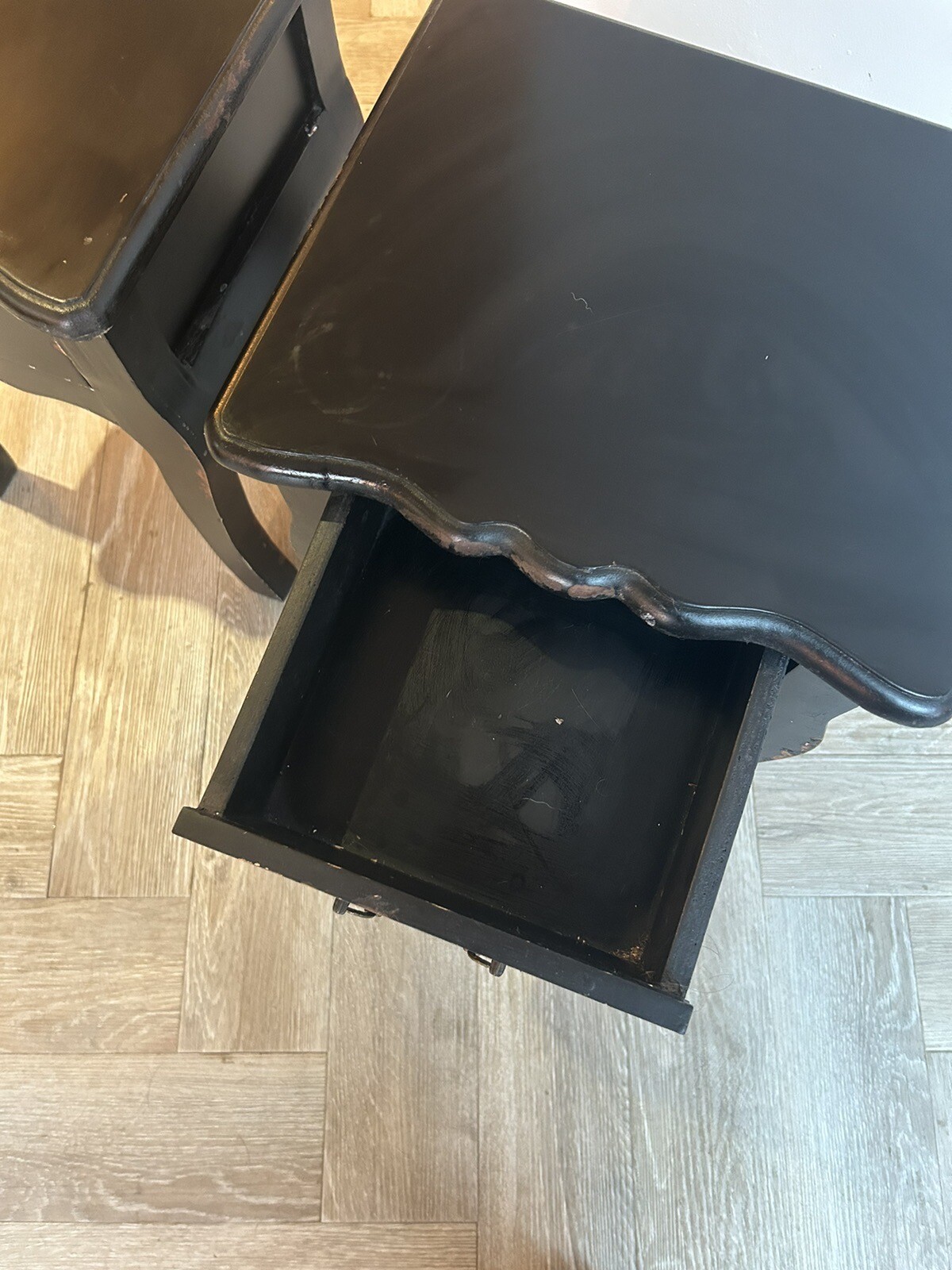 French Style Bedside Table Black Shabby Chic Used Pair eBay