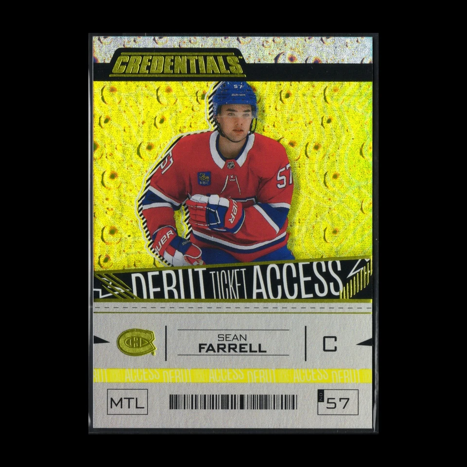 2023-24 UD Credentials SEAN FARRELL #170 Debut Ticket Access Yellow RC - Image 3 of 4