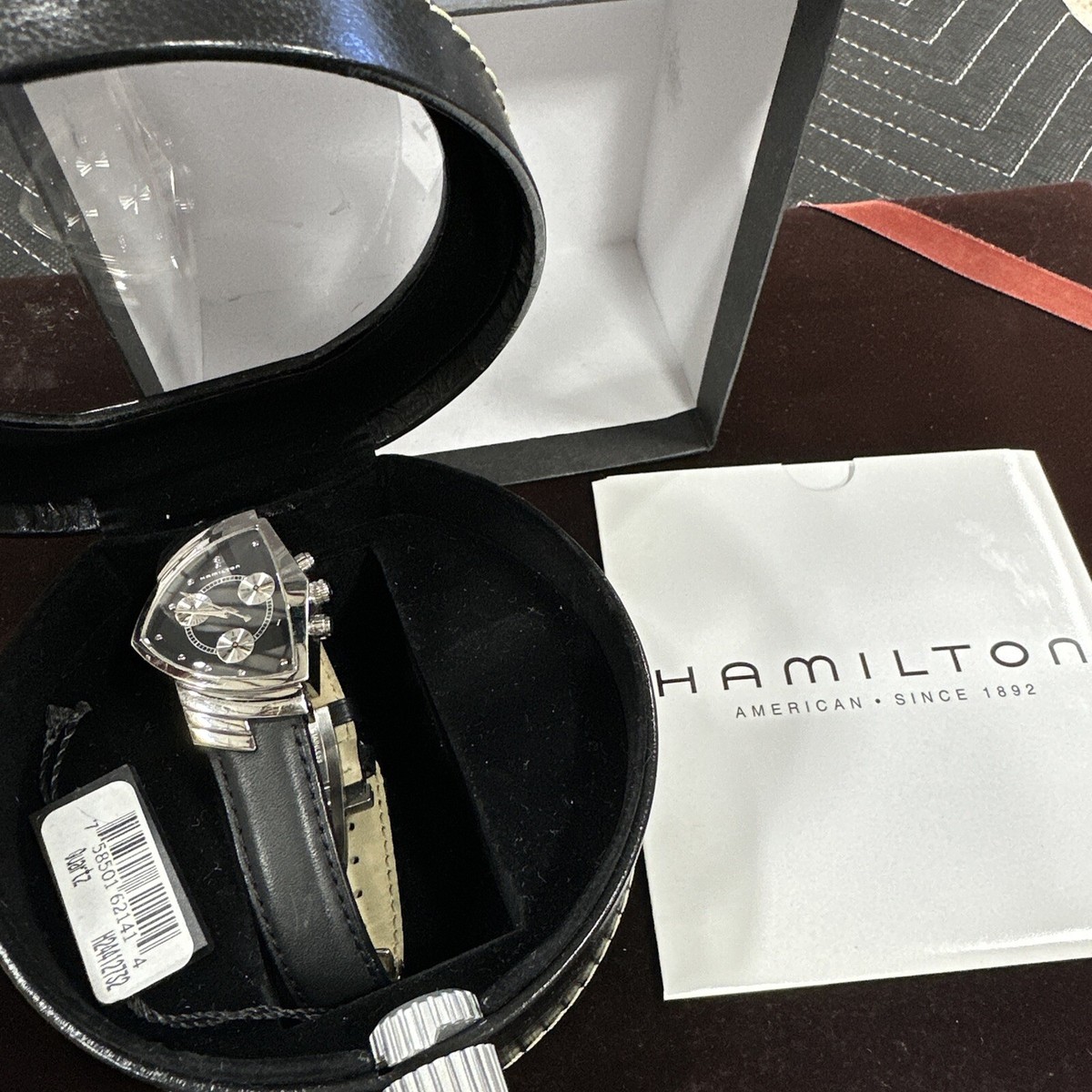 Hamilton Ventura Men In Black Chronograph Watch- W/ Box & Papers