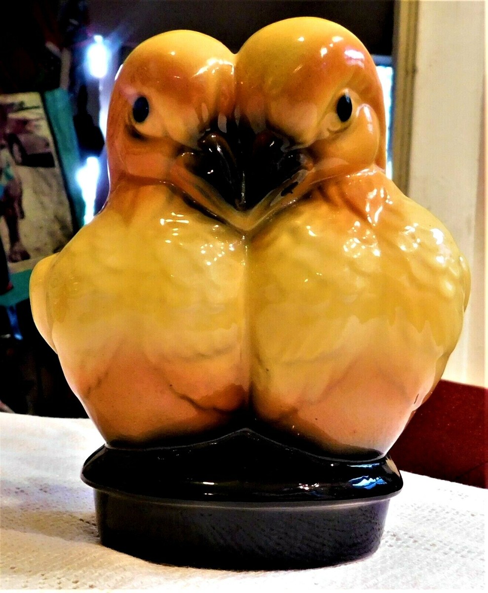 VINTAGE MID-20th CENTURY ADORABLE TWIN YELLOW BIRDS PLANTER - MADE