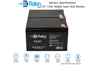 2 TWO Universal Raion Power RG12120T2 UB12120 D5775 F2 12V 12AH Battery