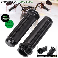 Black 1" Handlebar Hand Grips For Harley Road Street Glide Softail XL883 V-Rod