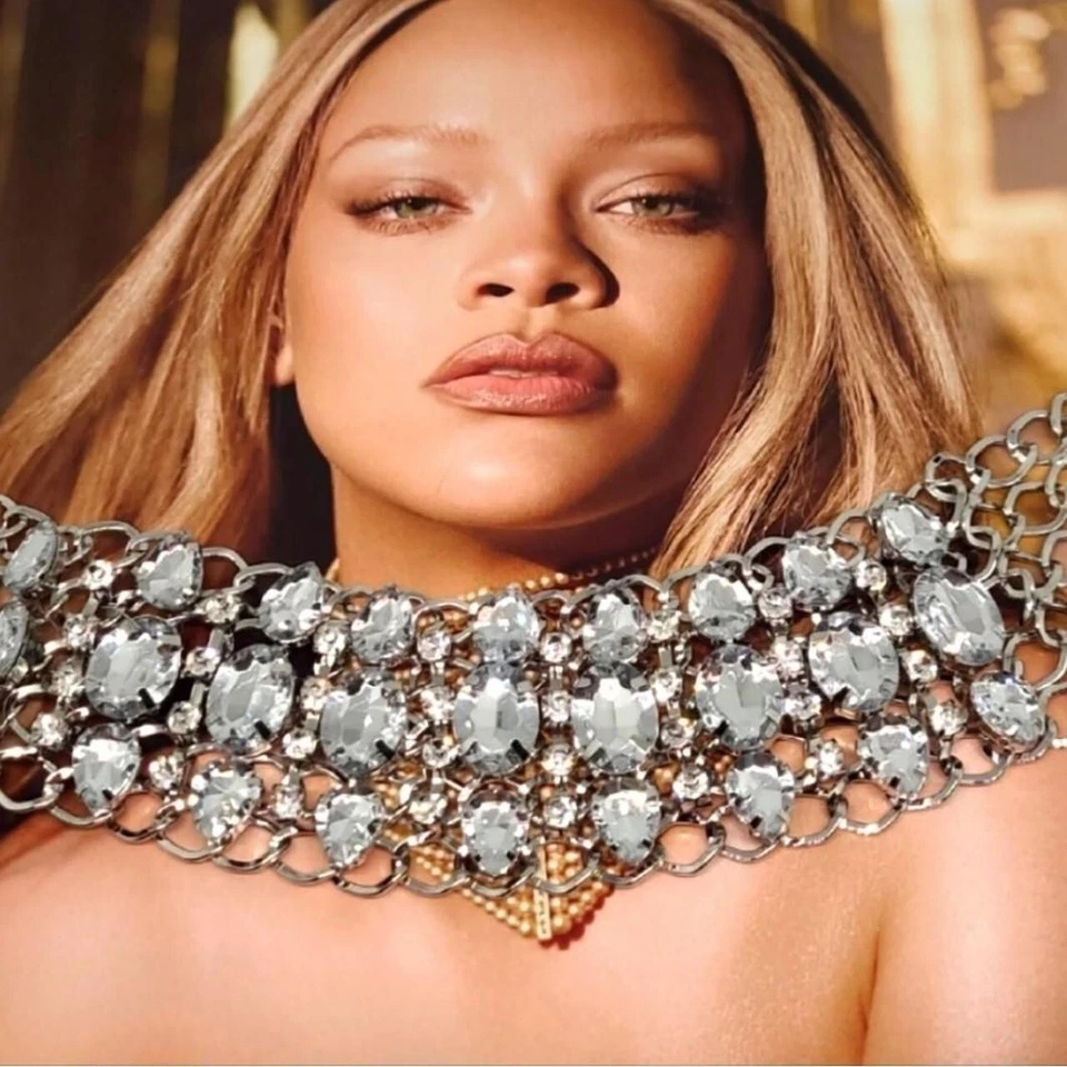 NUEVO CON ETIQUETAS "La Sofía" Collar Gargantilla Plata en Capas Cristal Austriaco Blanco 