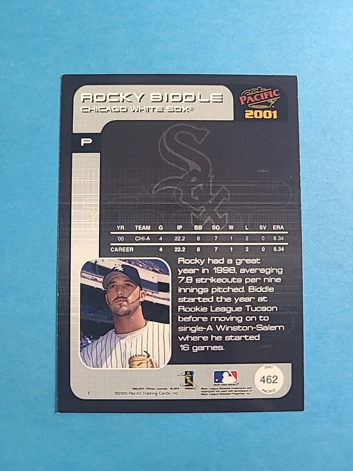 ROCKY BIDDLE 2001 PACIFIC BASEBALL CARD # 462 I0994 - Image 2 of 2