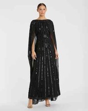 NWT 798 Mac Duggal 93869 Sequined Column Cape Gown 18