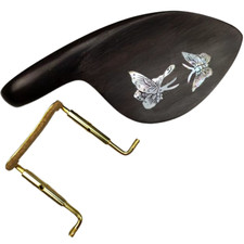 Ebony Violin Chin Rest Inlaid Abalone Shell Flower Screw Clamp Bracket 4/4 Size