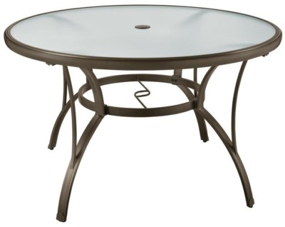 Outdoor Dining Table Dark Brown 48" Round Glass Deck Patio Pool Garden