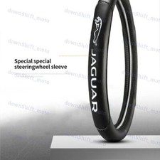 Genuine Leather For Jaguar Black New 15 Diameter Car Auto Steering Wheel Cover