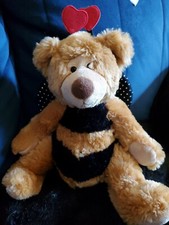 Russ Berrie Breezy Bear Plush Stuffed Animal Bumble Bee Hearts Valentines Wings