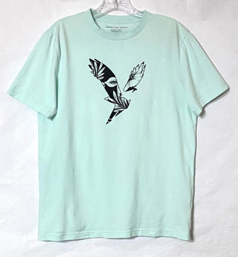 American Eagle T Shirt Womens Small Mint Green Floral Logo Super Soft Standard - Picture 1 of 12