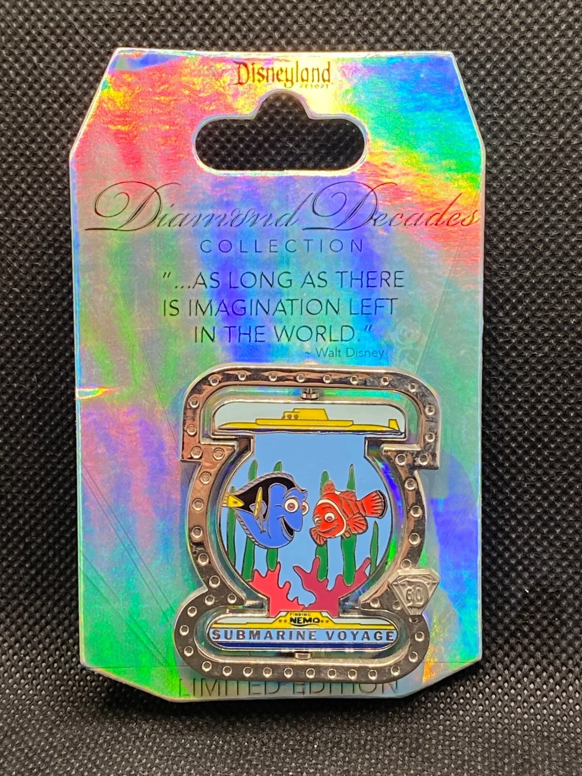 DISNEY PIN DIAMOND DECADES 60TH FINDING NEMO SUBMARINE VOYAGE LE SPINNER