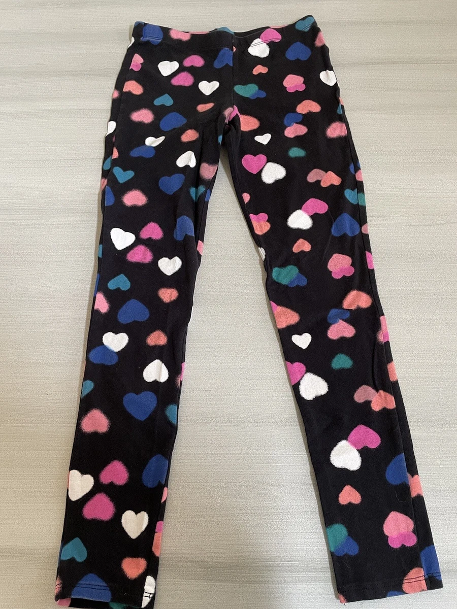 Total Girl Girls Leggings Size M 10/12 Black Multi Hearts TG