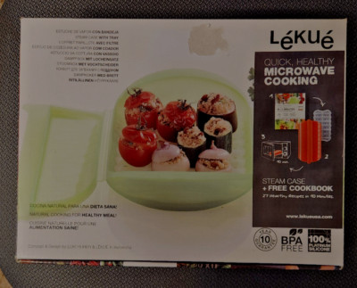 Lekue 1-2 Person Steam Case & Draining Tray +10 Minute Cookbook, Green  lot 2112
