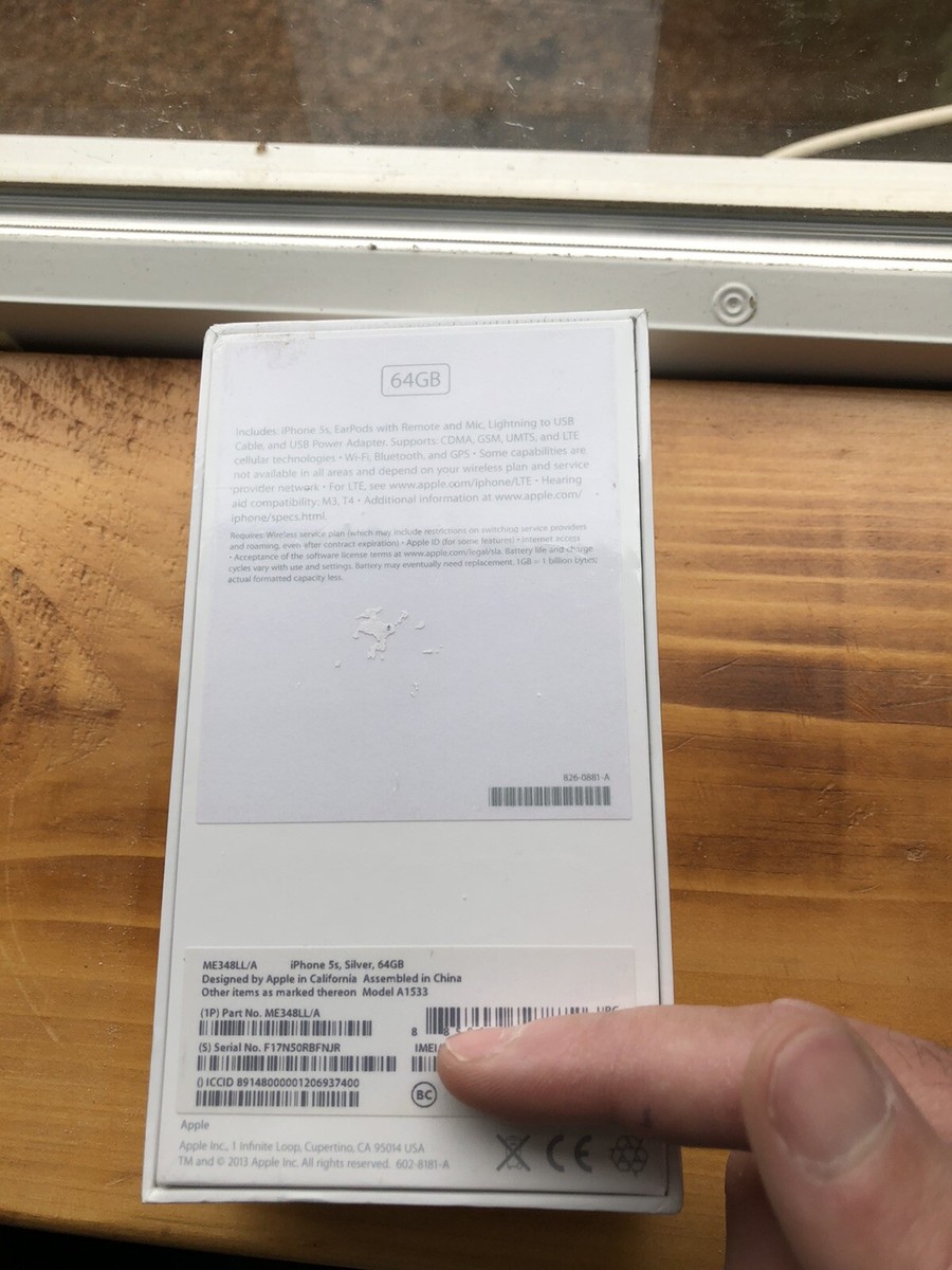 Apple iPhone 5s - 64GB -Silver (Unlocked) A1533 ORIGINAL APPLE