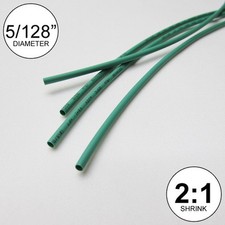 5/128" ID Green Heat Shrink Tube 2:1 ratio wrap 6x9"  4 ft inch/feet/to 1mm