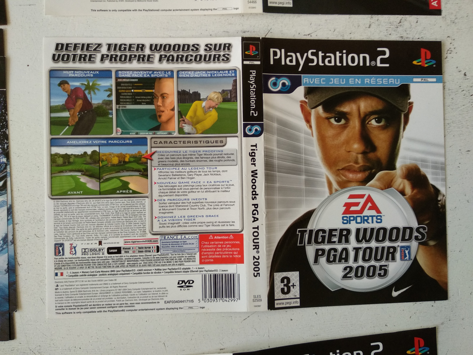 Jaquette/Front-Back cover Tiger woods PGA tour 2005 Sony Playstation PS2 FR