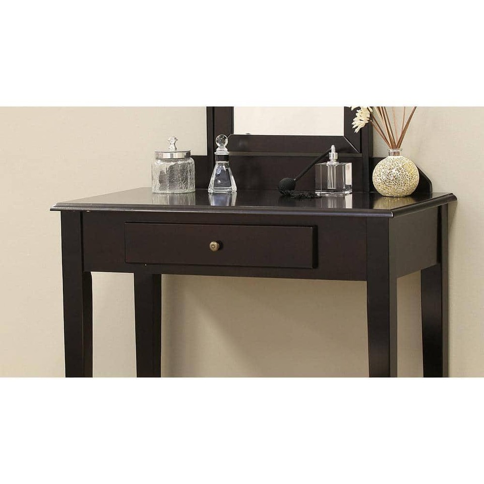 Homecraft Furniture Makeup Vanities 3Piece Expresso Vanity Set Wood