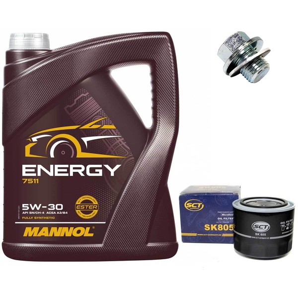 MotoröL Set 5W-30 5 Liter + ÖLfilter + ÖLablassschraube FüR Toyota Corolla 1.8 D-image
