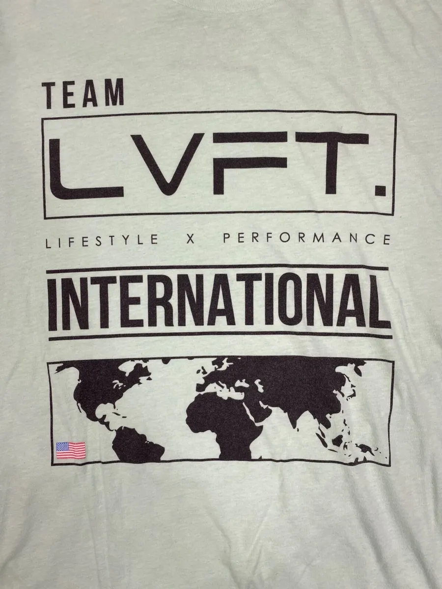 Team Live Fit LVFT International T Shirt L Seafoam Green Gym Training #6210