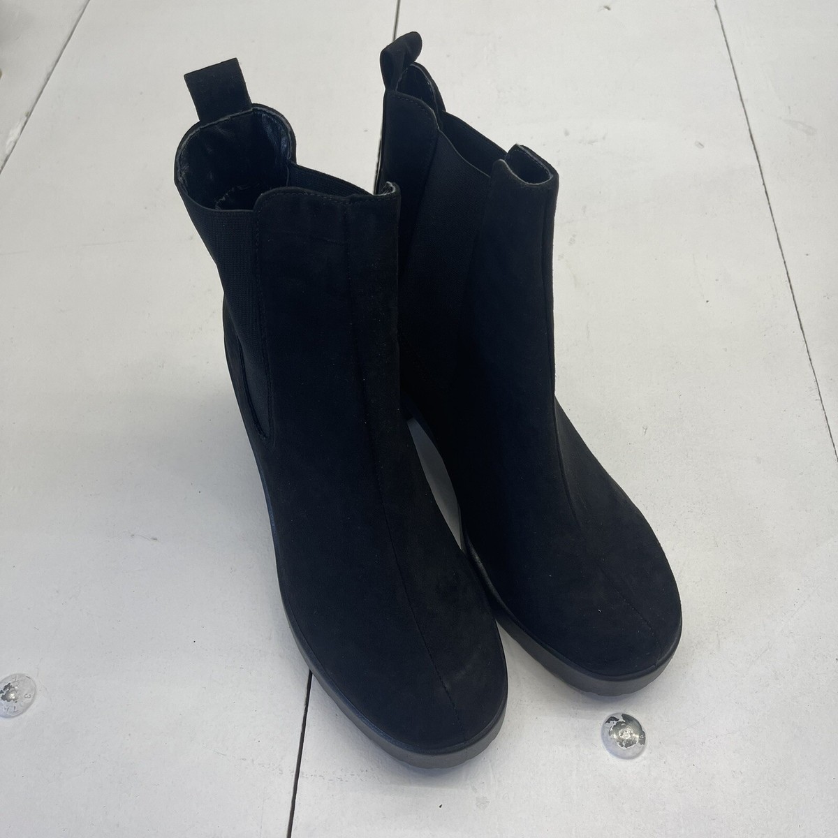 Topshop BRONTE Wide Fit Black Unit Boots Women's Size UK